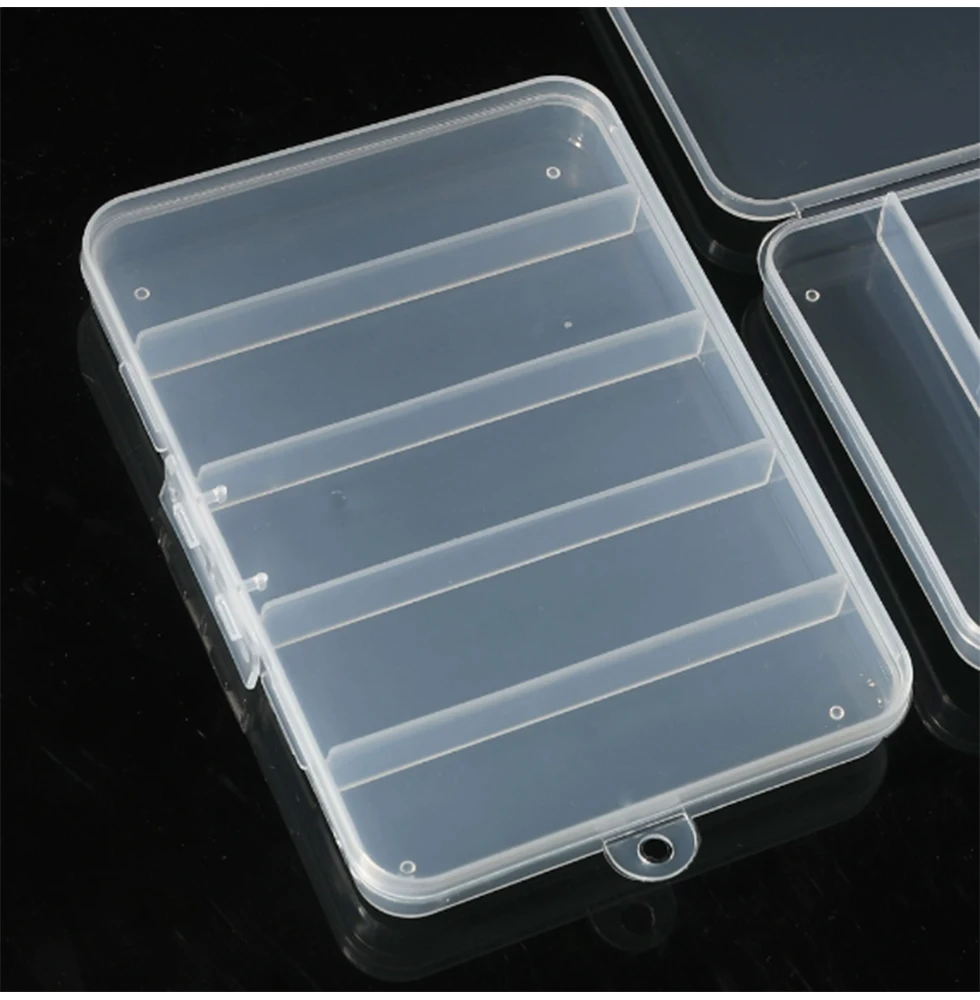 5-compartment fishing lure storage box transparent plastic box for fishing tools and stationery single-layer organizer