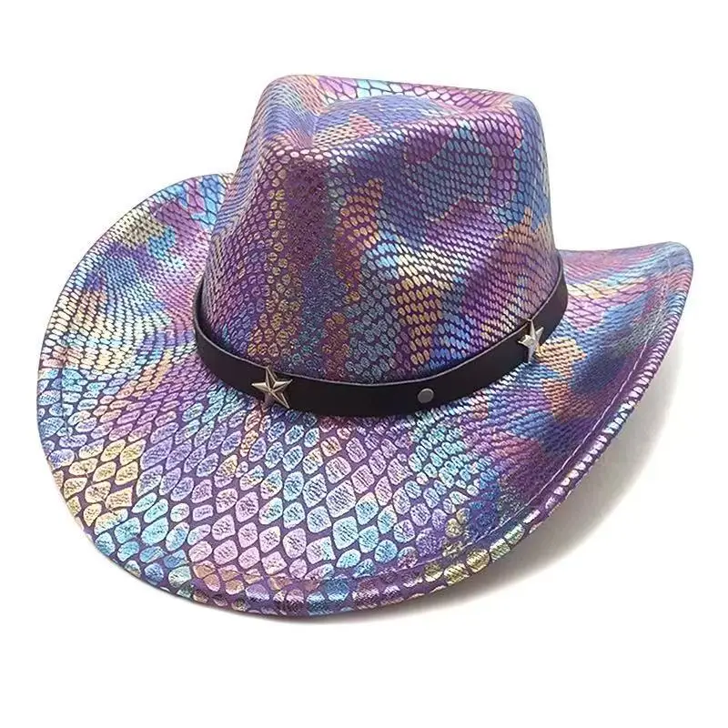 HongLuan Glitter Costume Cappello Adulto e Cappelli da Cowboy Strass per Donna, Cowboy Cosplay Accessori Femminili e Berretto da Cowgirl