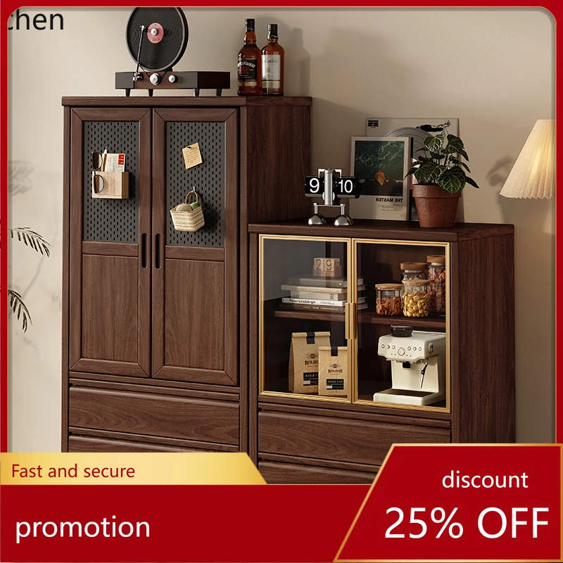 

ZML solid wood chest cabinet storage living room display storage cabinet high and low cabinet