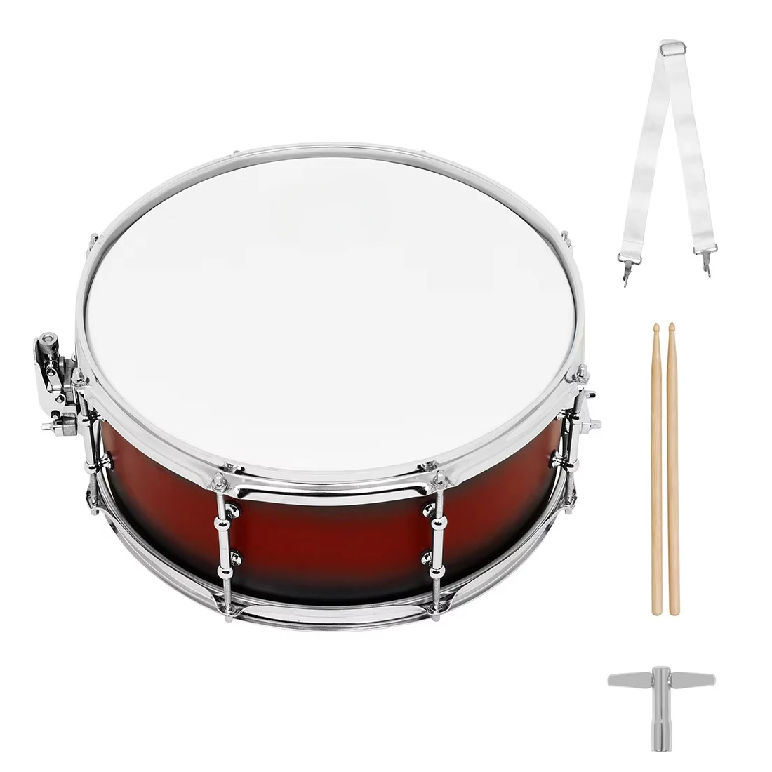 14-Inch Snare Drum Plated Snare Drum Set Professional Percussion Instruments, Pouch with Drumsticks Parts and Accessories