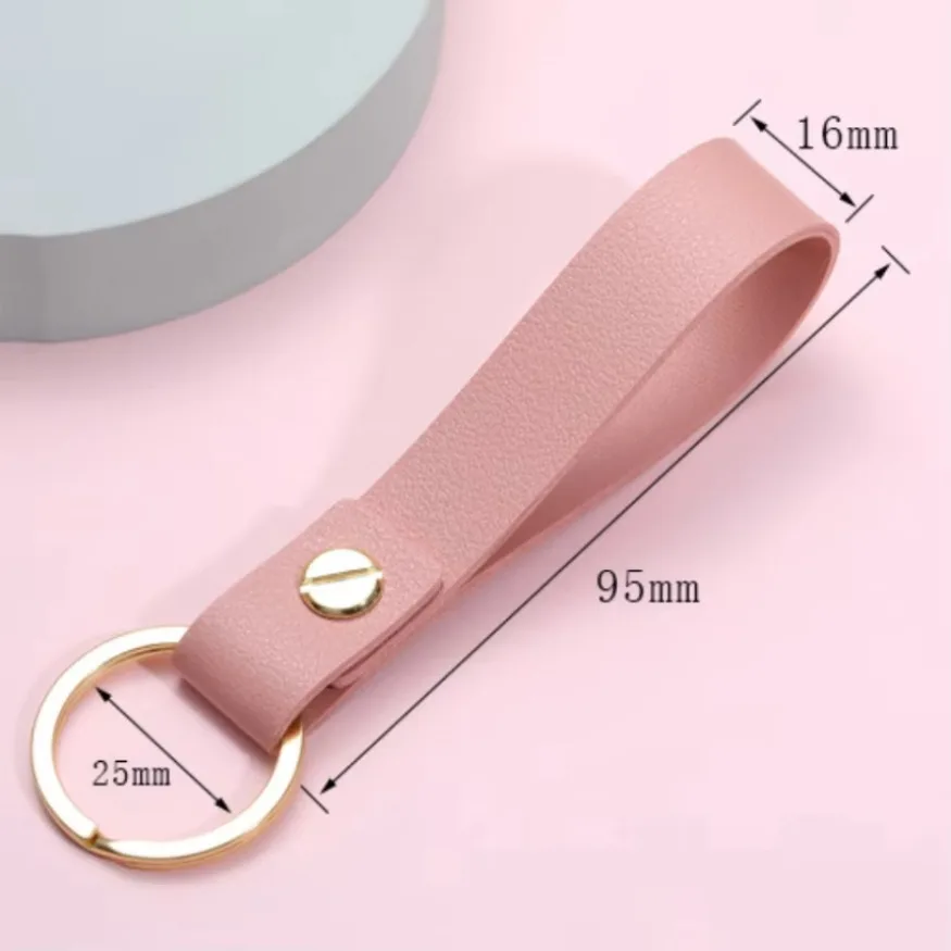 6Colors PU Leather Keychain Business Gift Leather Key Chain Men Women Car Key Strap Waist Wallet KeyChains Keyrings 1x