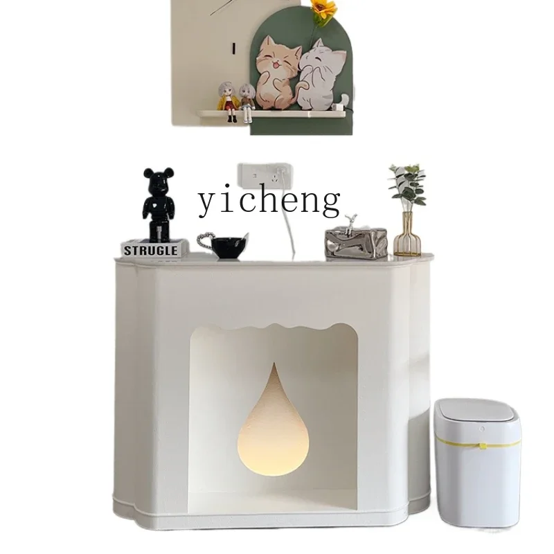 

ZK Household Living Room Water Drop Fireplace Led Simple Stone Plate Wall Entrance Cabinet Ins Style Curio Cabinet Bedroom