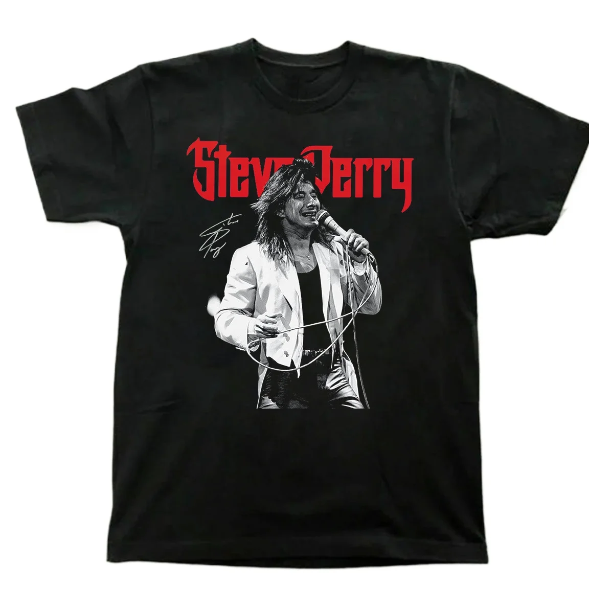 Steve Perry Journey Band Concert Tour Cotton Shirt Full Size Unisex AL126 heavyweight fashion Round Neck manga vintage Informal