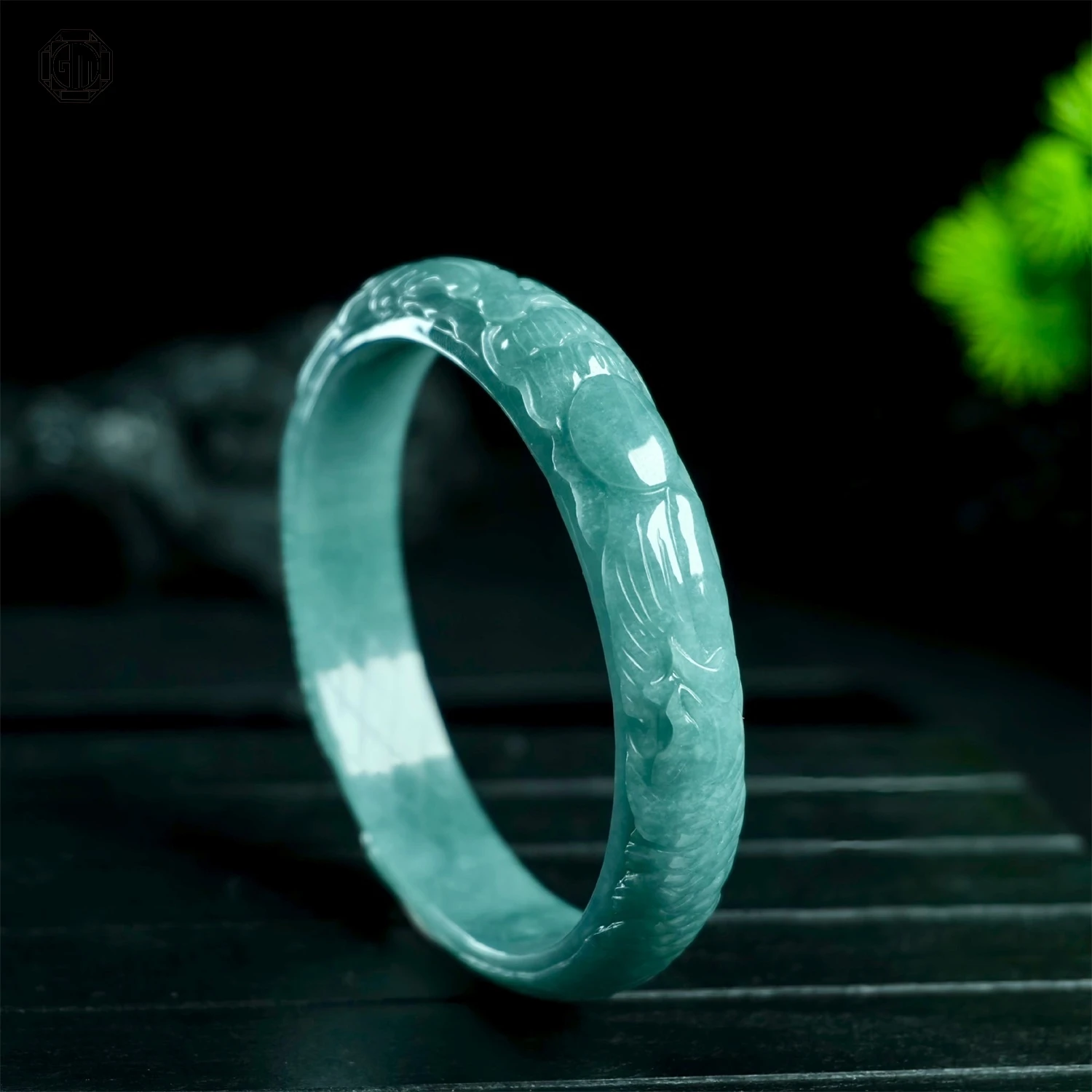 Natural Blue Water Jade Bangle Hand Carved Dragon Phoenix Design A Grade Jade Bangle Jewelry Direct Factory Wholesale