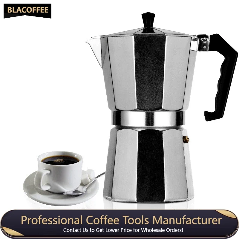 

Mocha Pot 50-600ML Aluminum Coffee Kettle Rapid Stovetop Coffee Classic Octagonal Shape Kitchen Accessories Coffee Utensils