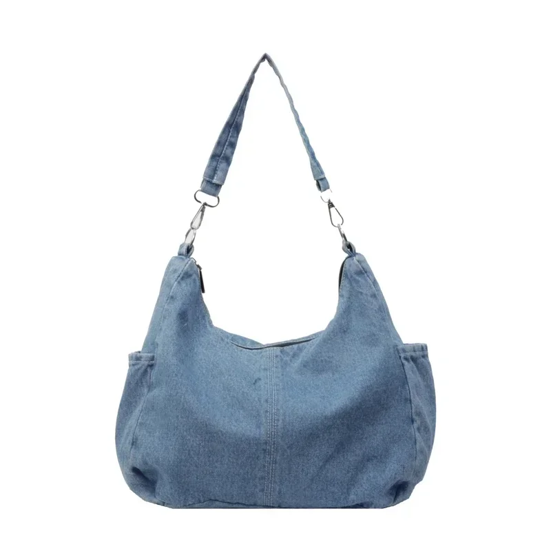 Casual DENIM ไหล่กระเป๋าแบบพกพาขนาดใหญ่ความจุ Retro กระเป๋า Crossbody สําหรับผู้หญิง 2024 ใหม่แฟชั่น Tote ลดราคา