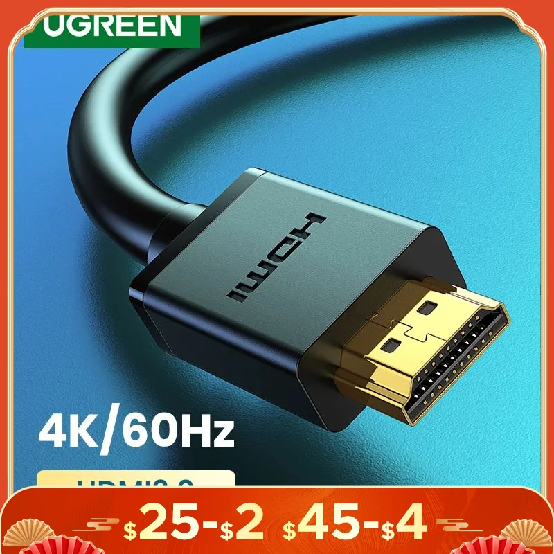 UGREEN High Speed HDMI-Compatible Cable for Xiaomi Mi Box PS4  1m 2m Gold Plated Port 4K 1080P 3D Cable 4K/60Hz HDMI-Compatible