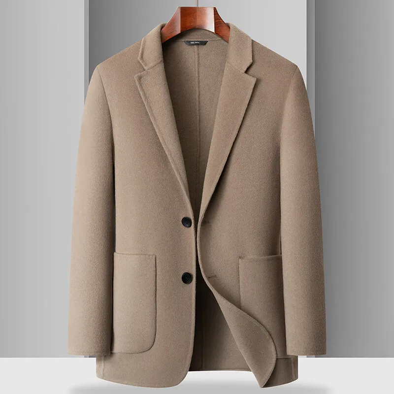 Casual Men\'s Woolen Coats 2026 Spring Autumn Short Overcoat Solid Color Wool Windbreaker Jacket Business Warm Top Suits Clothing