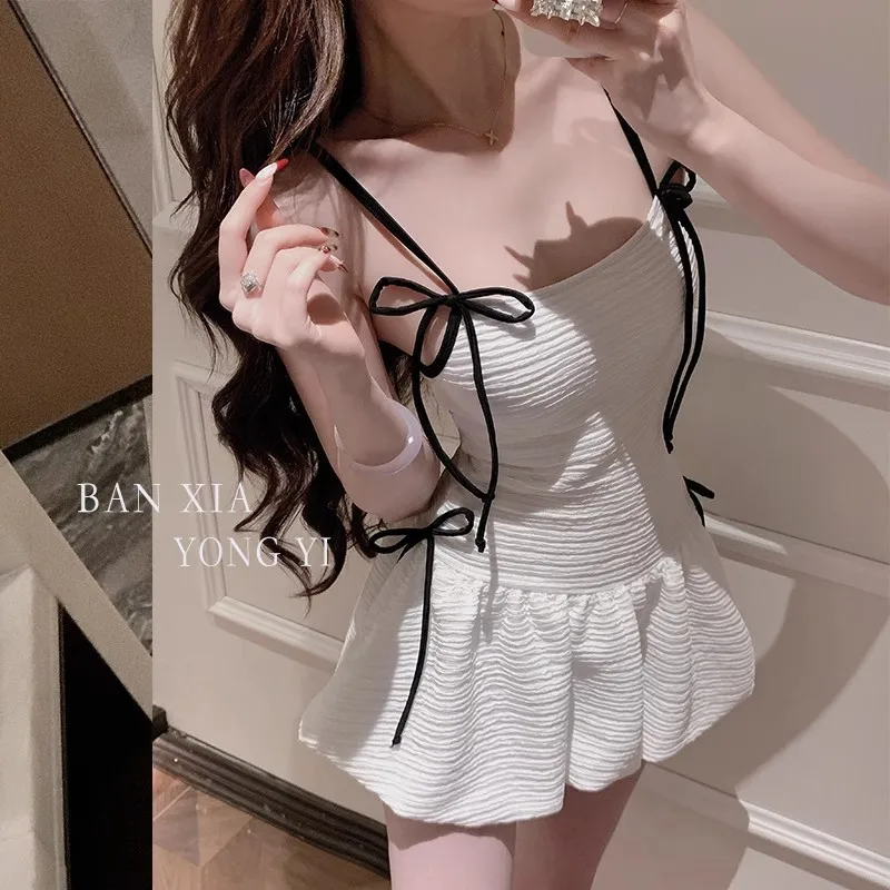 

French style high-end camisole one-piece swimsuit for women, new popular item, high-end belly covering and slimming swimsuit