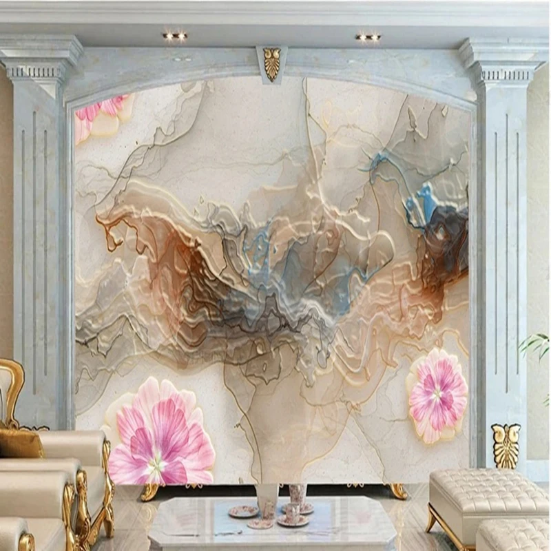 

Пользовательские китайский стиль абстрактные мраморные цветы настенные обои персонализированные большие настенные рисунки для гостиной спальни Декор печать
