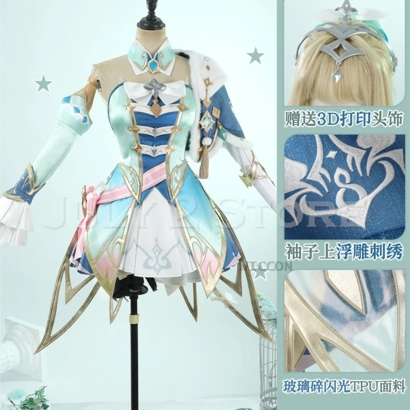 Vesna Cosplay Genshin Impact Costume Wig Snezhnaya Game Halloween Outfits High Quality Fancy Suit Dress Customized Versi