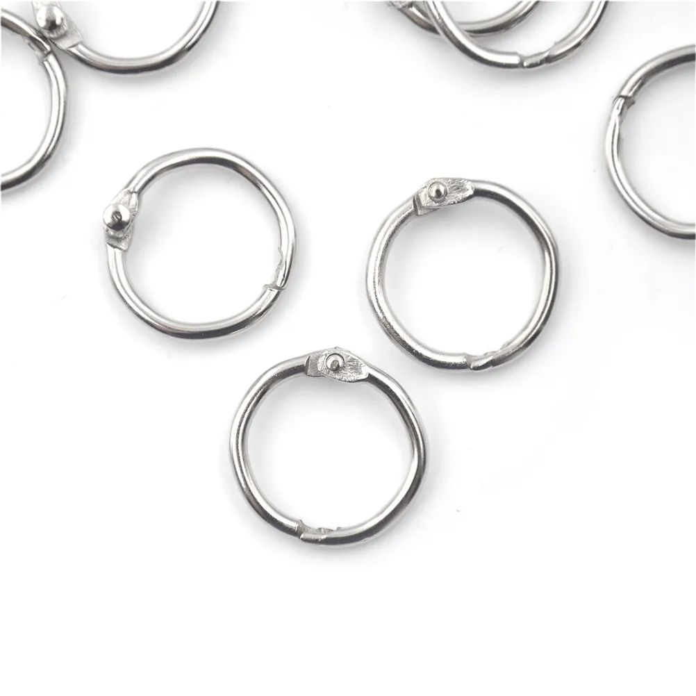50Pcs Metal Ring Binder Staple Book Binder Albums Loose-leaf Book Hoops 15-80mm Loose Leaf Ring Keychain Office Binding Supplies