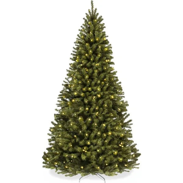 9ft Christmas Tree w/ 900 Incandescent Lights, 2028 Branch Tips, Easy Assembly, Metal Hinges & Foldable Base