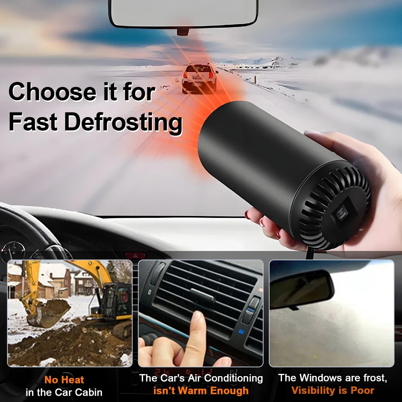 Eary Zuignap Autoverwarmer Draagbare 12 V/24 V 150 W Voorruit Ontdooien Defogger voor Voertuig 2 in 1 Verwarming & Koeling 360 Ontdooier