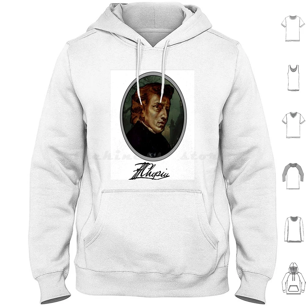 

Frederic Chopin Portrait Hoodie Cotton Long Sleeve Music Classical Music Classical Chopin Beethoven Piano Violin Sheet Music