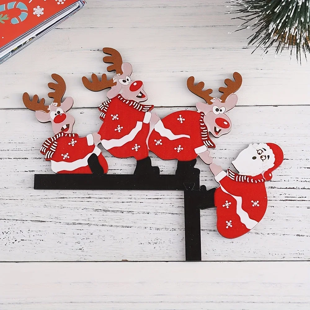 Stunning 1pc Santa and Reindeer Christmas Door Corner Sculpture – Home Decor Splendor