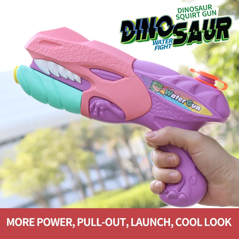 Pistola de agua de gran capacidad para niños, pistola de agua potente de dinosaurio con Largo Alcance de tiro, juguetes al aire libre de verano para