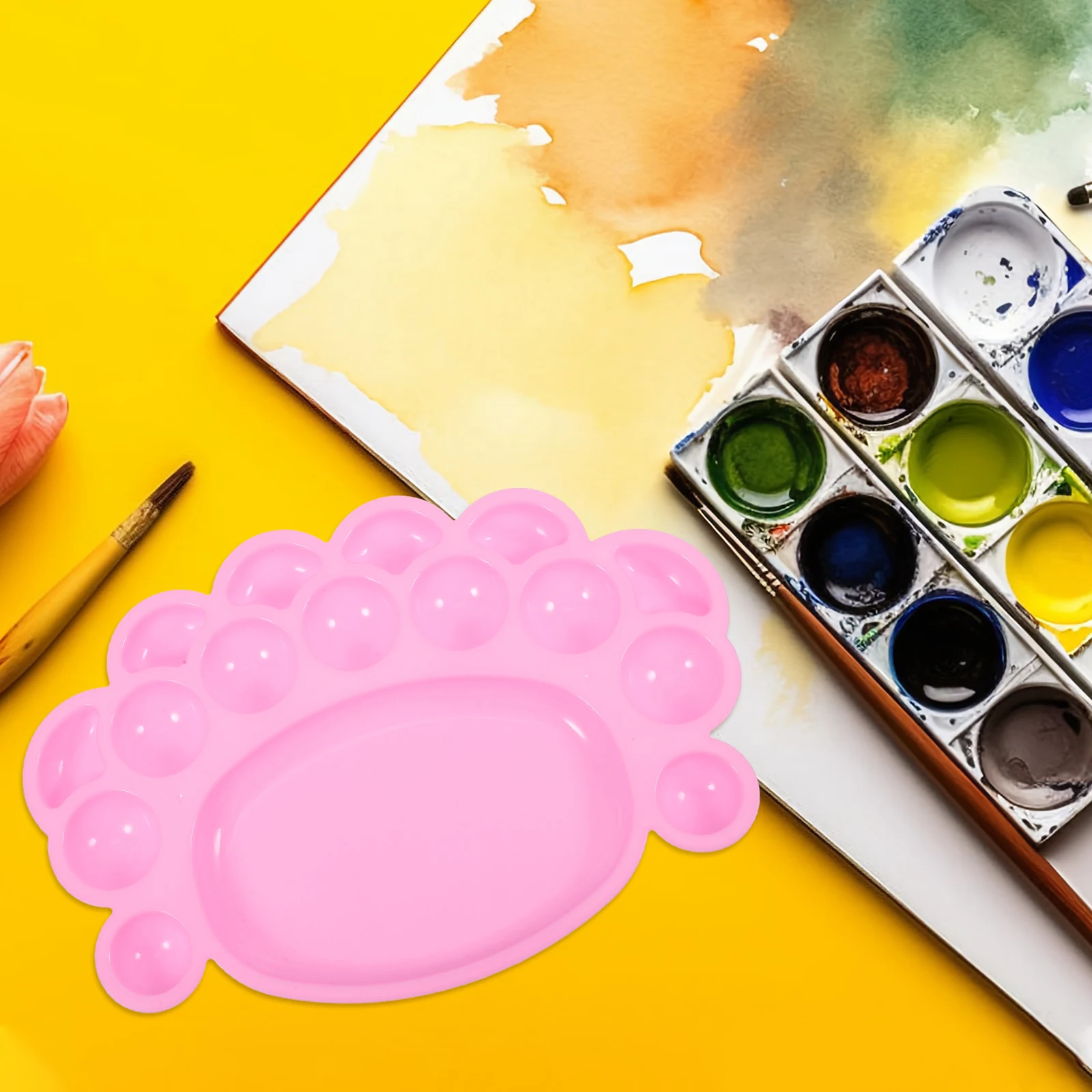 

Pink Foot Paint Palette Plastic Artist Acrylic Watercolor Gouache Mixing Tray DIY Creative Painting Tray Painting Tools