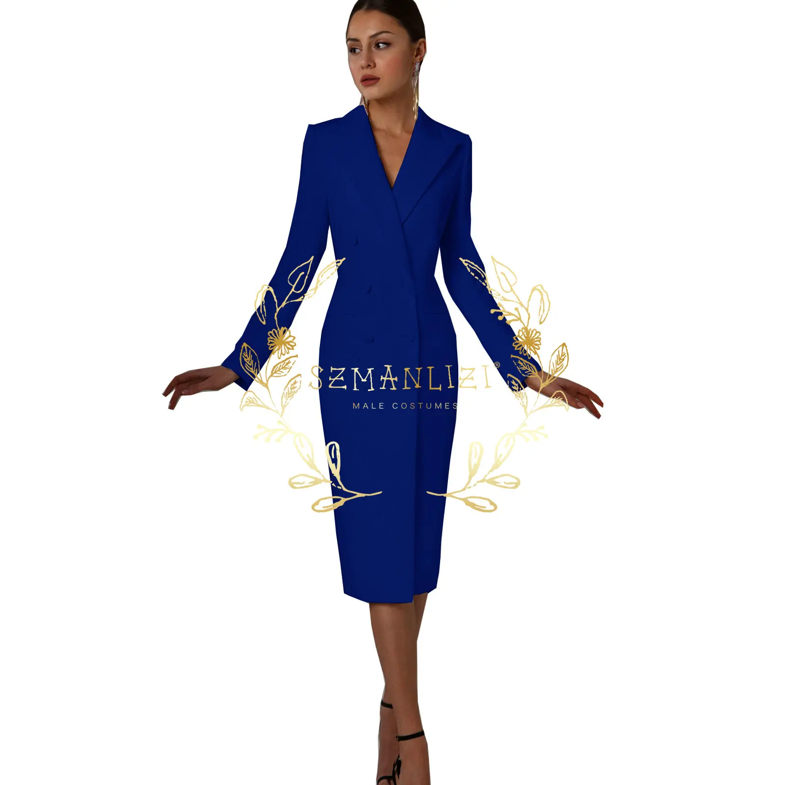 White Double Breasted Women Long Jacket Suits Peaked Lapel Ladies Prom Evening Guest Formal Wear Custom Made Dress Blazer