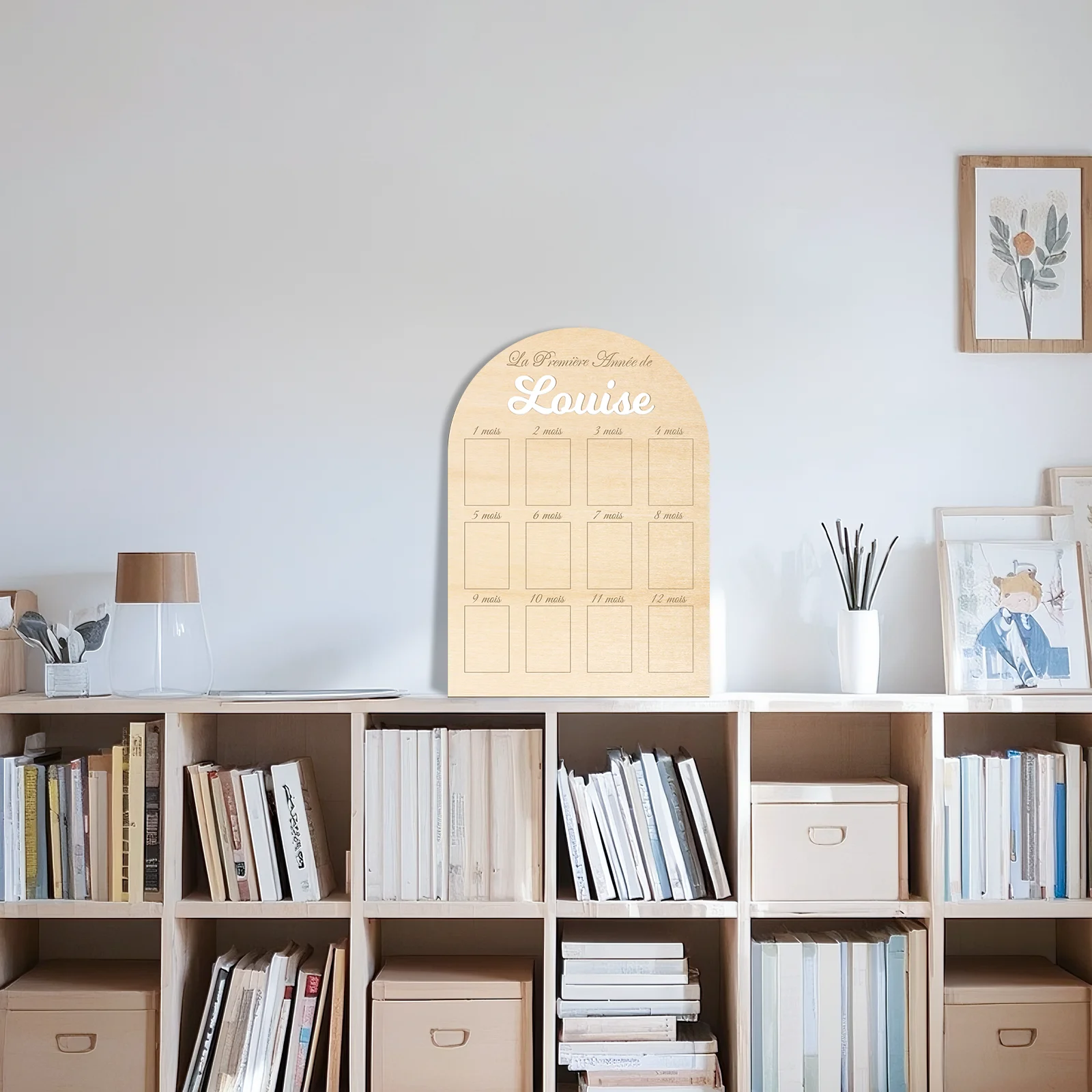 Frame Display Wood - Personalized French Baby Milestone Board -