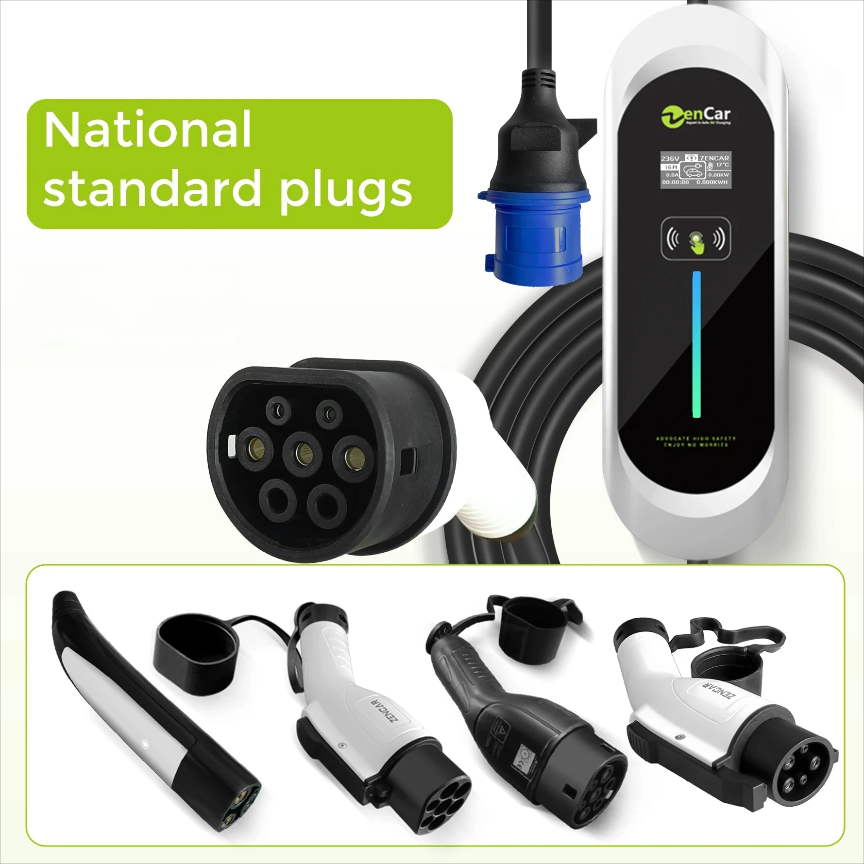 

16A 32A Smart Level 2 EV Charger 22kW/11kW/7kW/3.6kW AC Fast Electric Vehicle Car Charging With Type 2 Type 1 GBT NACS Connector