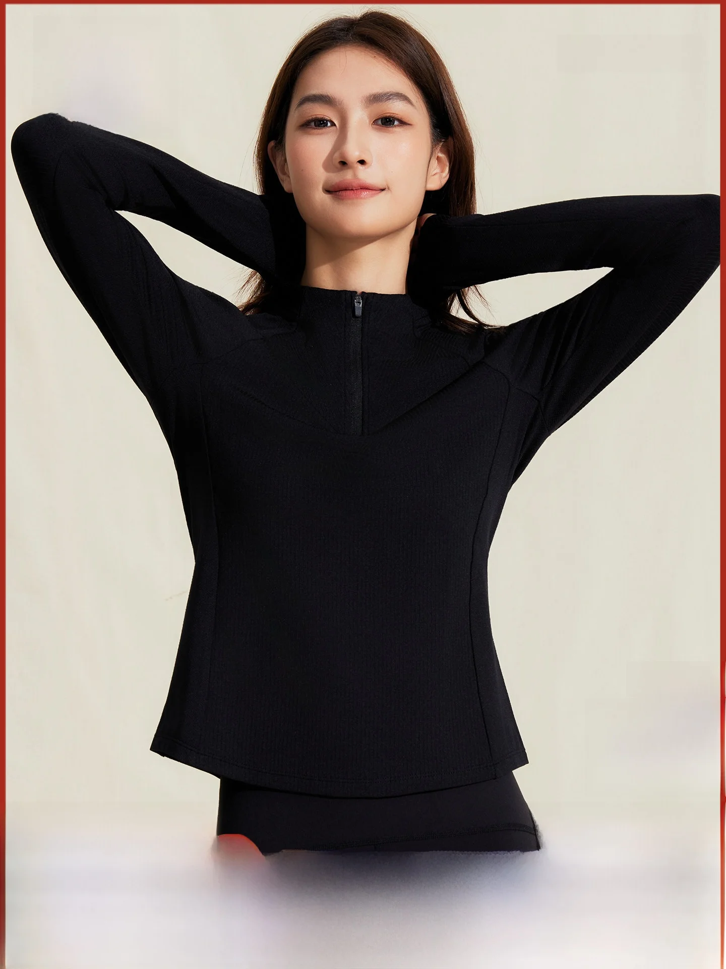 

Женская спортивная кофта Fruit of the Loom для йоги с длинным рукавом и воротником-стойкой, для пилатеса, фитнеса, бега, тренировок, из полиэстера и спандекса