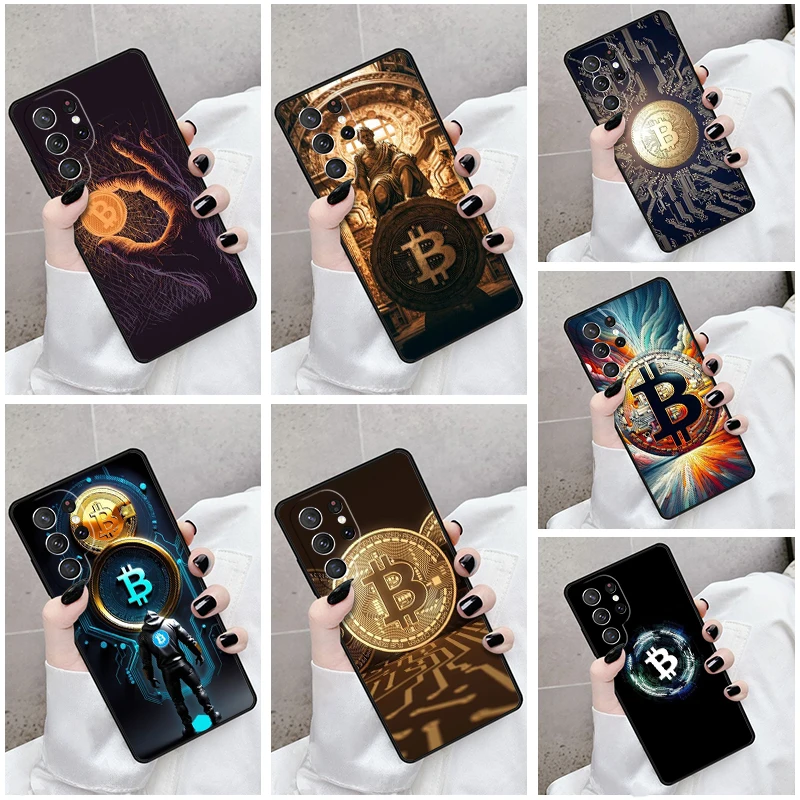 Phone Case For Samsung Galaxy S24 S23 S21fe S22 Ultra Plus Note 10 20 S8 S9 S10 Cover Bitcoin Cryptocurrency BTC