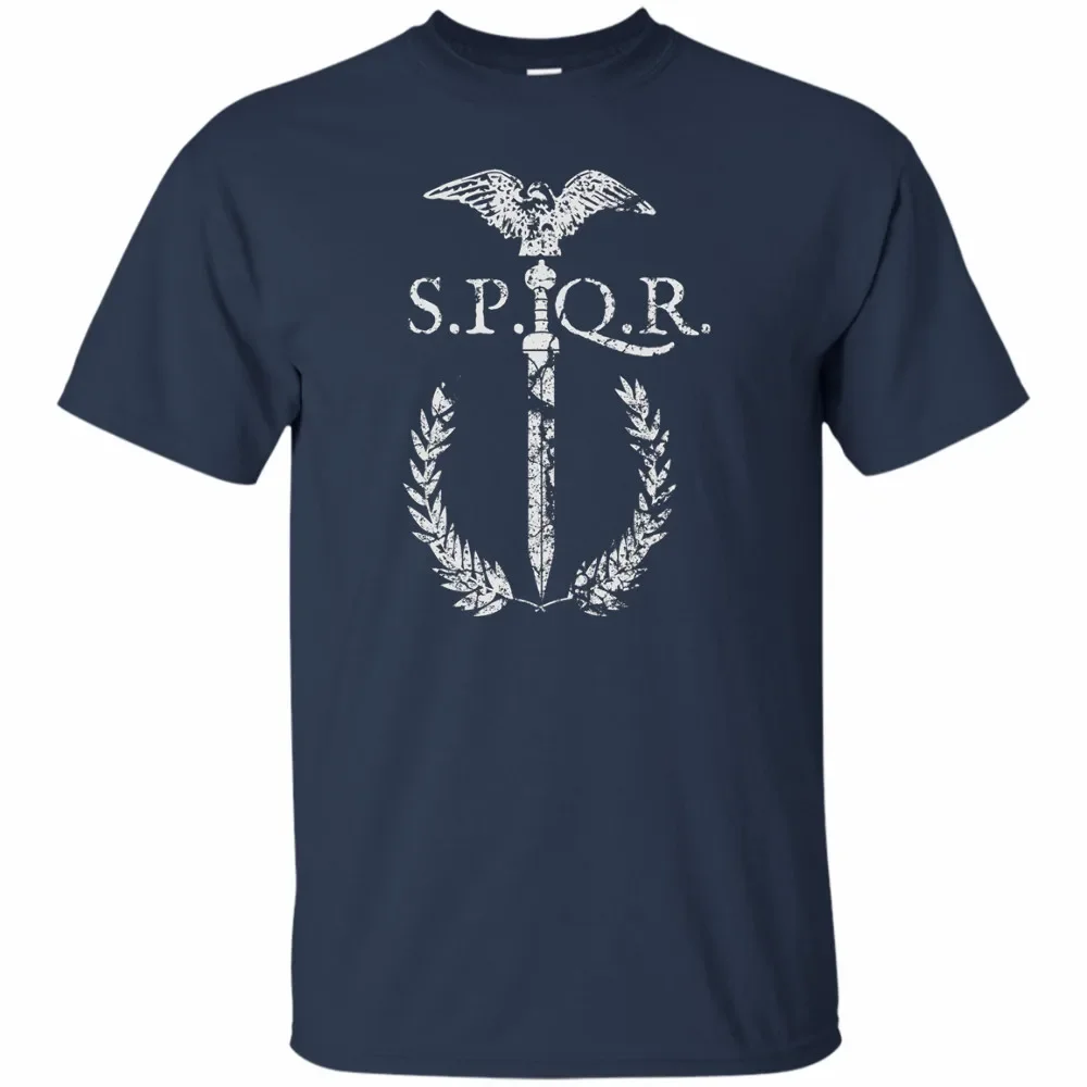 SPQR Gladius Eagle Rome Empire Wreath Sword Legion Gladiator Emblem T-Shirt. Summer Cotton Short Sleeve O-Neck Mens T Shirt New