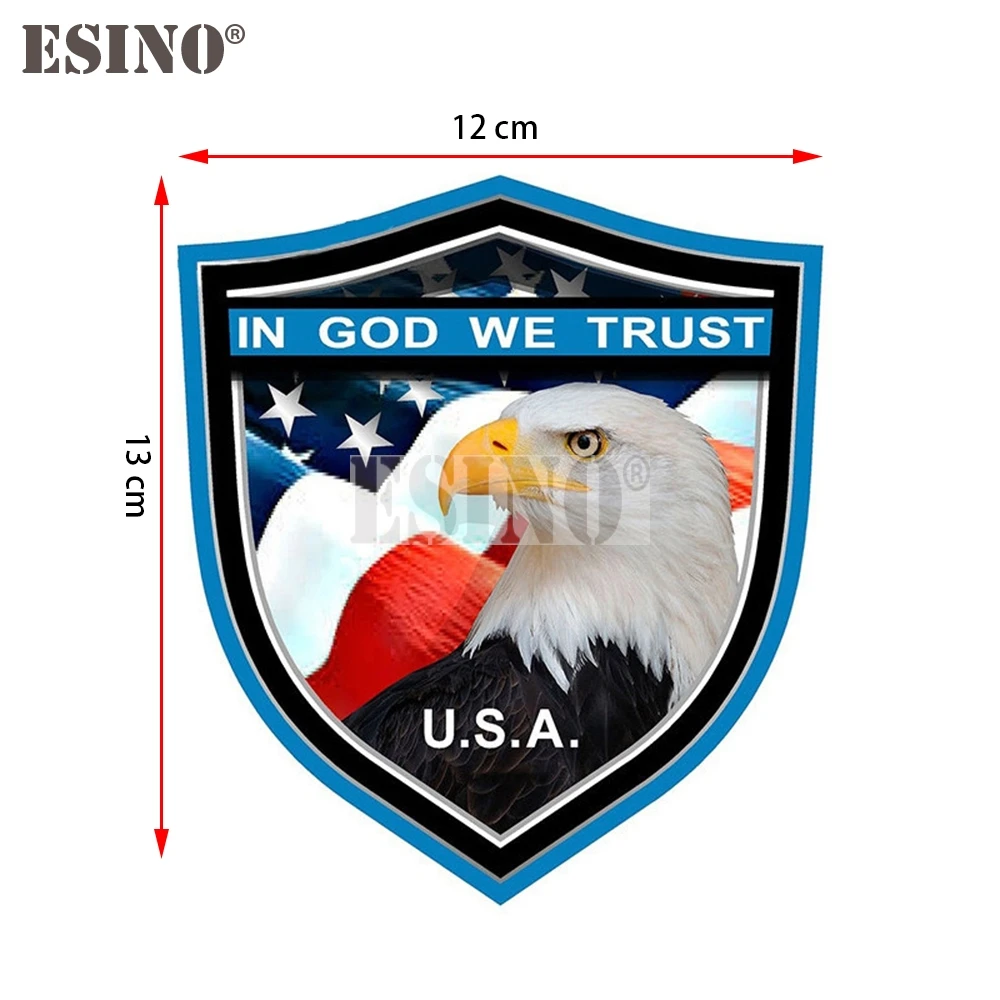 Creative In God We Trust USA Blue Line Shield Eagle Decal Cartoon PVC Waterproof Car Body Sticker Pattern Vinyl