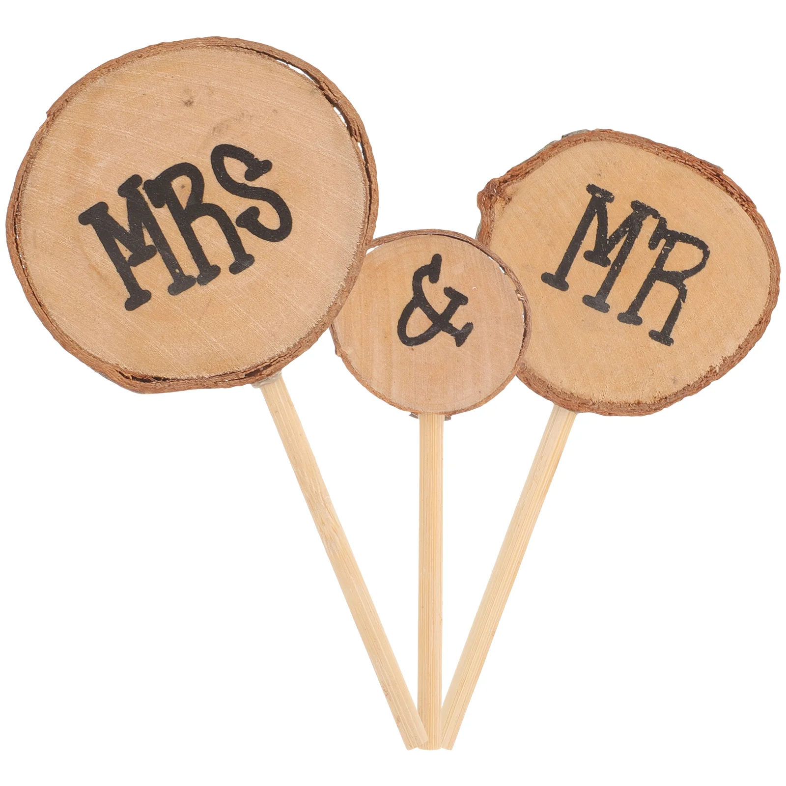 

3pcs MR & Mrs Natural Wood Style Cake Topper for Wedding / Anniversary / Birthday Party Birthday cake topper