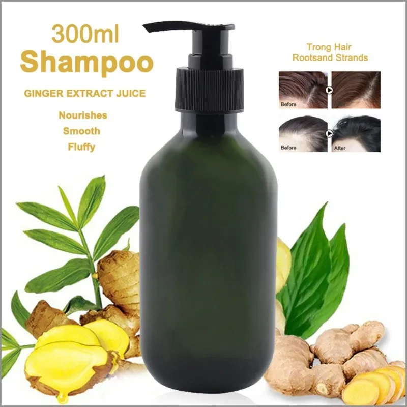 Champú de jengibre con Control de aceite, 300ml, antipeeling, pelo fijo, eliminación de caspa, maquillaje refrescante a granel, personalizado