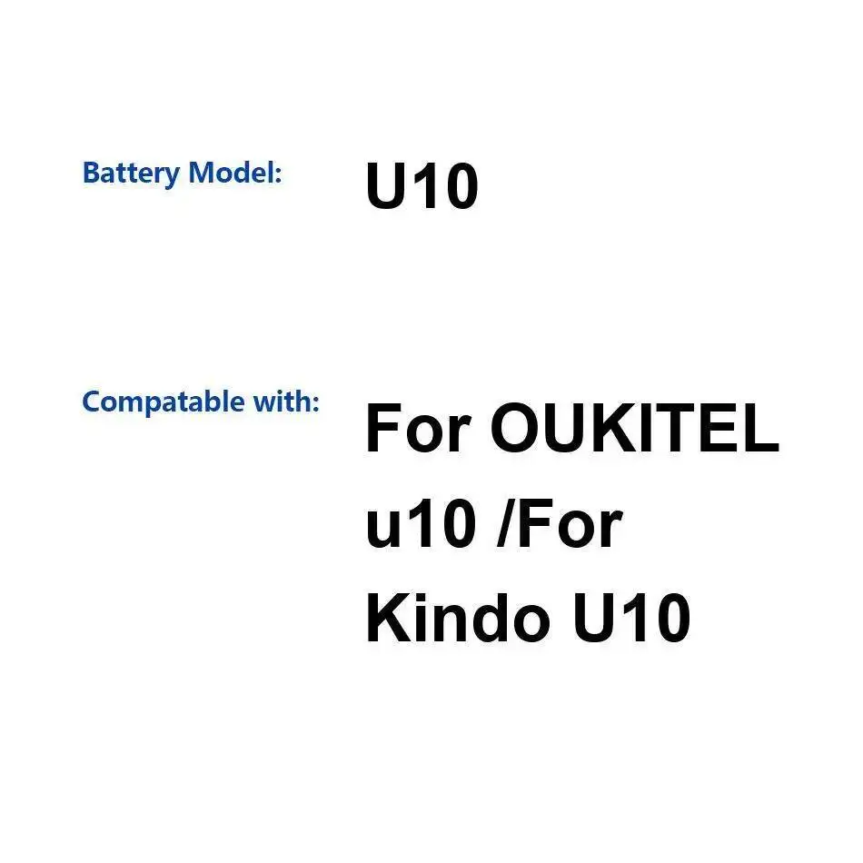 

Stable 2800Mah For Oukitel U10 Kindo Mobile Phone Battery Durable