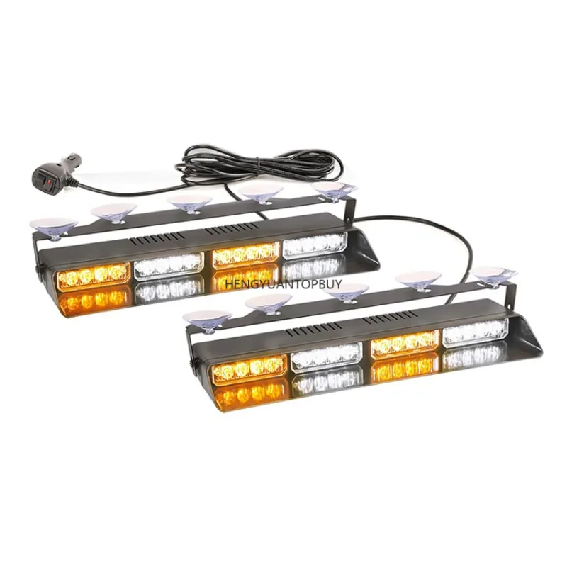 2 in 1 LED Emergency Dash Strobe Light Bar Front/Rear Windshield Safety Flashing Warning Hazard Interior Lights for Vehicles