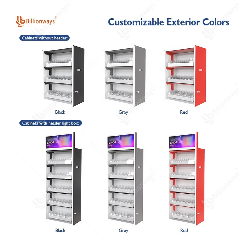 Custom.Customized 3 طبقات LED خزانة عرض ABS البلاستيك متعدد الألوان يعرض محلات الدخان #4