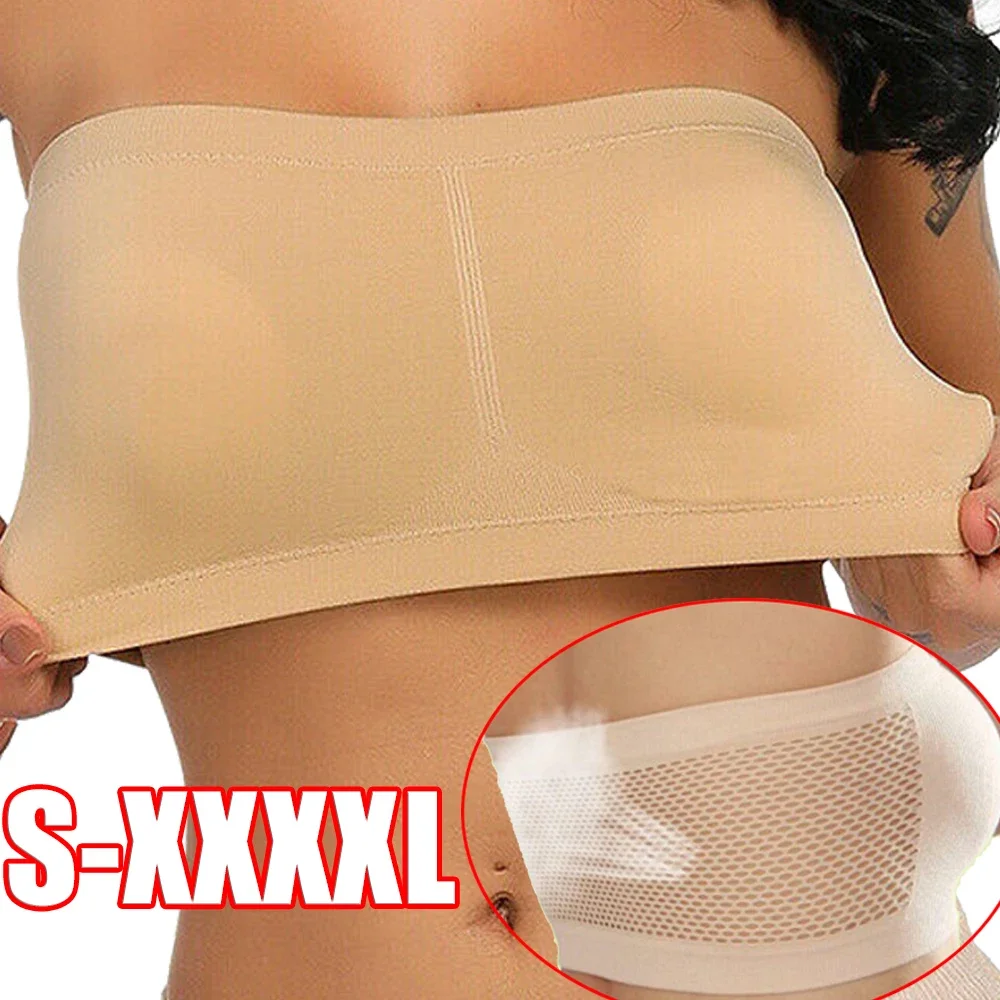 

Free Size Tube Bra Breathable Back Mesh Summer Strapless Crop Tops Women Ladies Sexy Bralette Bra Bandeau Dress Shouderless Top