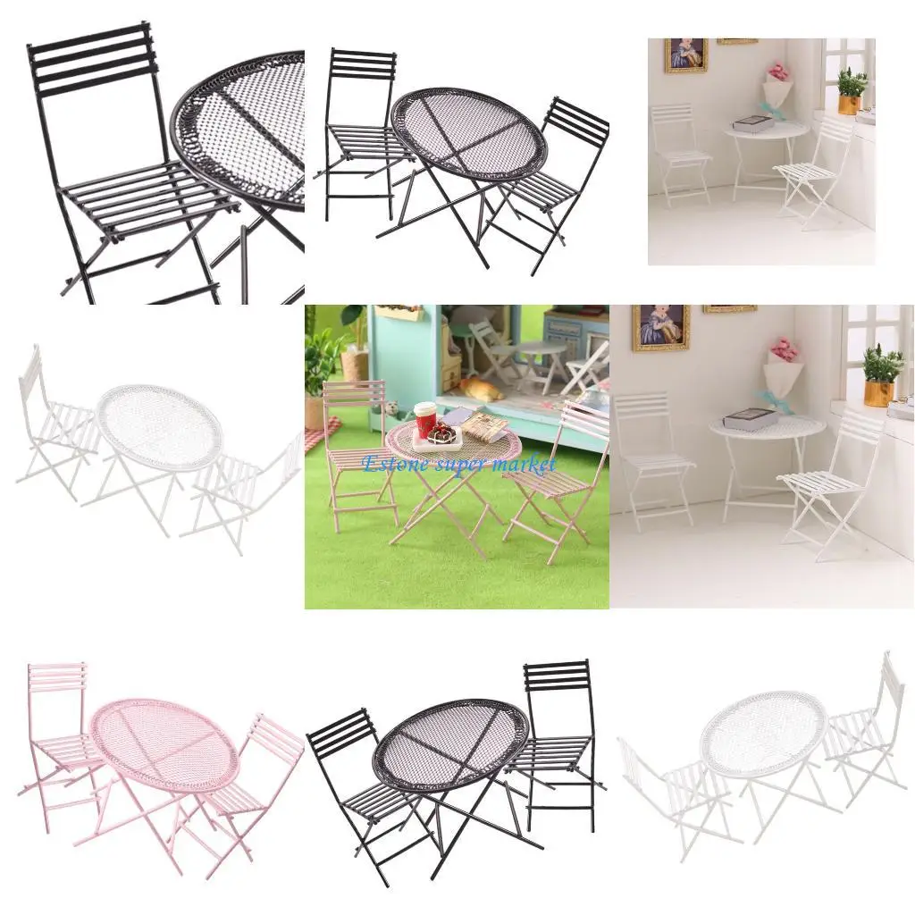 090B เก้าอี้วินเทจที่สมจริงชุดรับประทานอาหารโต๊ะสมจริงชุดเล่นทำท่าสำหรับเด็กแสดงบทบาทเก้าอี้เก้าอี้ของเล่น 1:12 บ้านตุ๊กตา