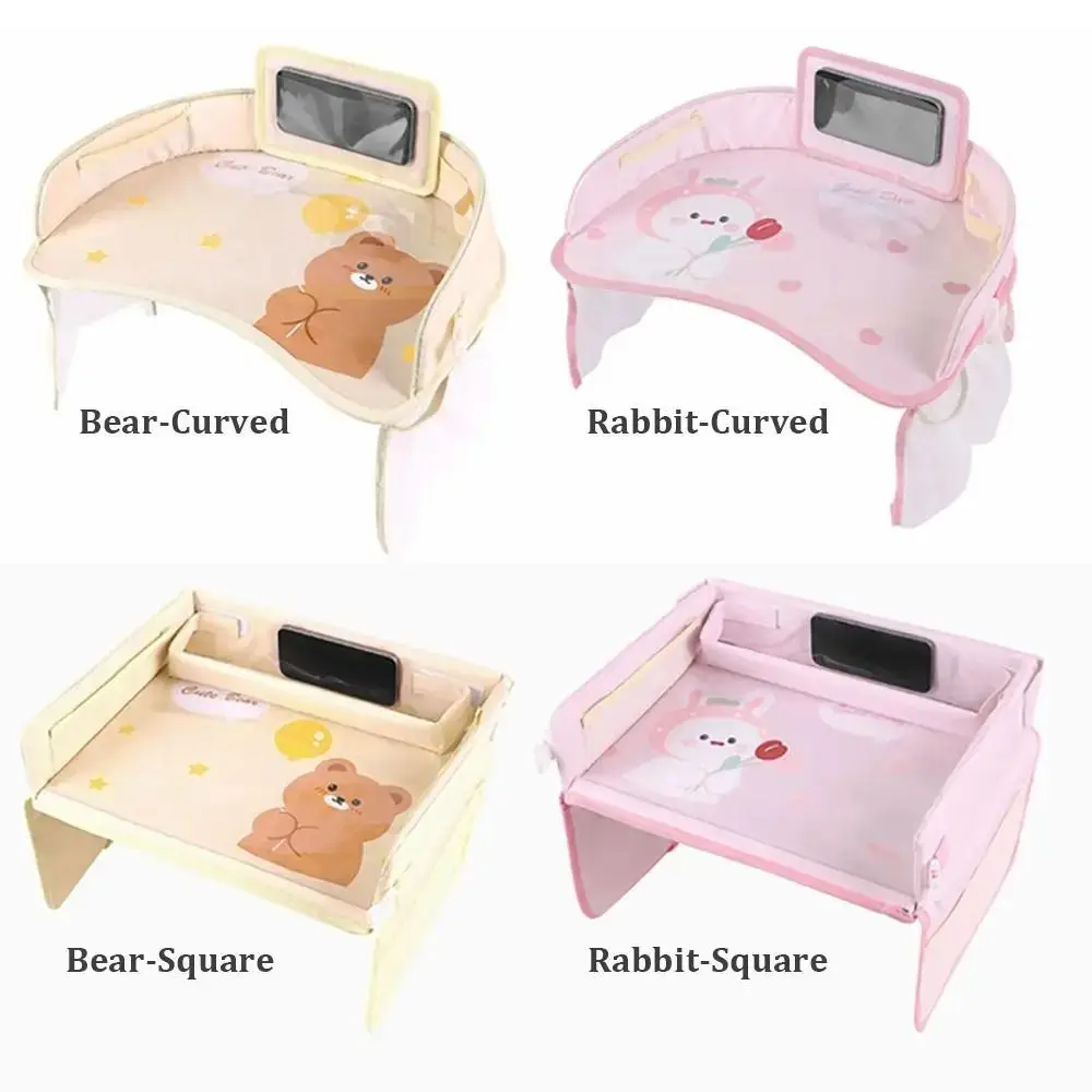Baki Kursi Mobil Bayi Kartun Universal Tempat Mainan Anak Beruang Kelinci Baki Makan Meja Baki Mobil PVC Piring Makan Mobil