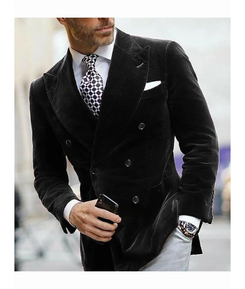 

Temperament velvet autumn and winter banquet outfit.Fashion 2-piece Men's Suit ( Blazer+Pants ),New fashion Men's Stage Costume