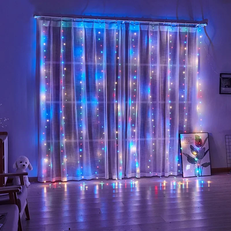 Christmas Lights Curtain Garland 2024 Merry Christmas Decorations for Home Christmas Ornaments Xmas Gifts Navidad New Year 2025