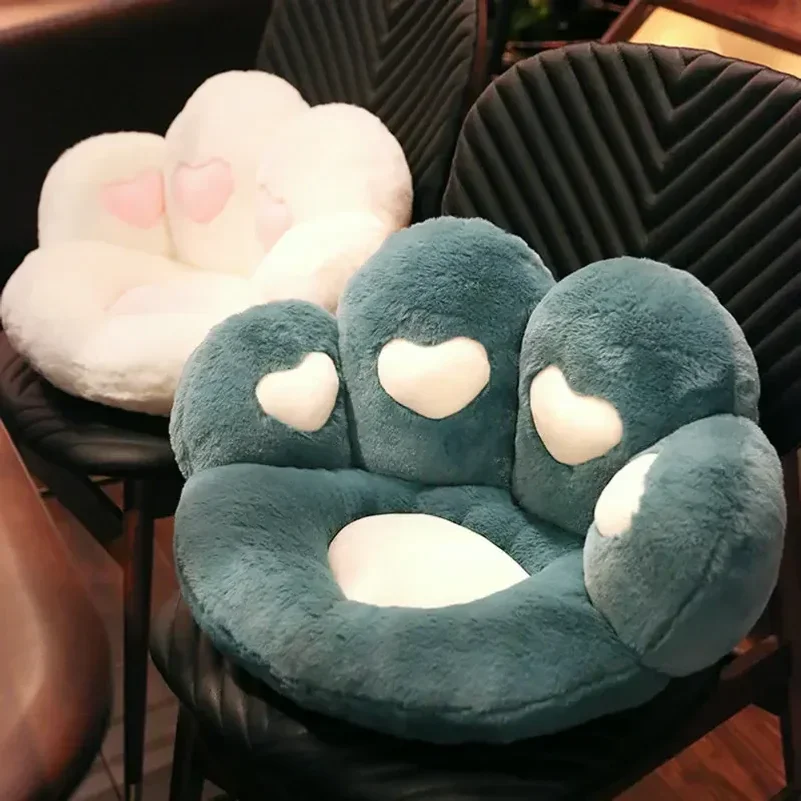 Cute Plush Cat Paw Chair Cushion Comfortable Waist Support Seat Cushion Lovely Office Chair Cushions Girlfriend Birthday Present