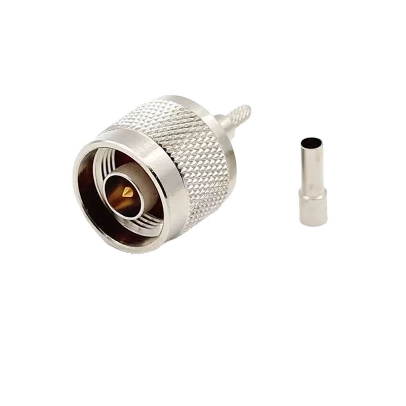 10Pcs/lot N Male RG316 Plug Connector L16 N Type Male Crimp for RG316 RG174 RG179 LMR100 Coax Cable Connector Brass Nickel Plate
