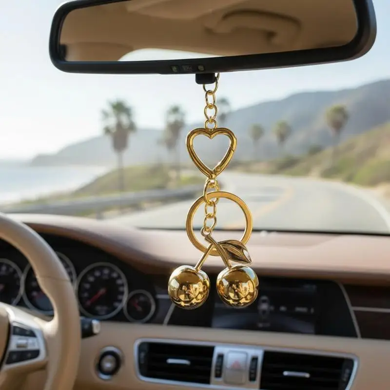 Kirsch-Anhänger Schlüsselanhänger für Frauen Niedliche Taschendekoration Multifunktionaler Schmuck Autoschlüssel-Zubehör Trendiger Charm-Schlüsselring – Detail 3