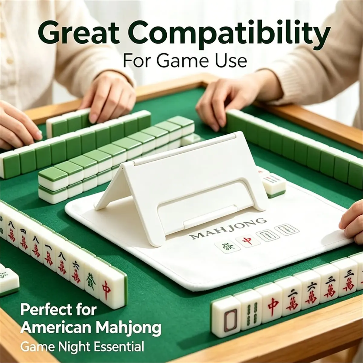 A756K Mahjong Card Holder for Table,Slide-in Under Mat Design, Angled Viewing, Foldable, Space-Saving Accessory SUMMER