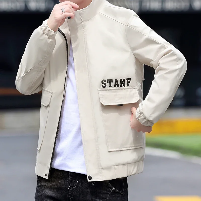 Spring New Men's Bomber Zipper Jacket Big Pockets 2025 Autumn Male Casual Streetwear Hip Hop Slim Fit Pilot Coat Men Clothing