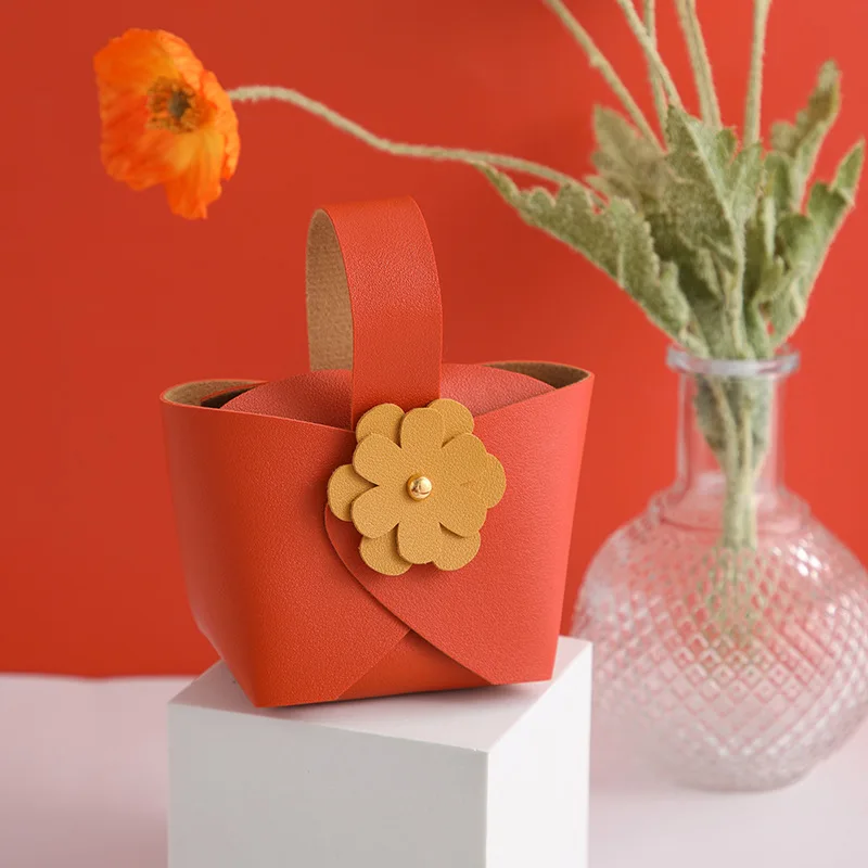 

20 PCS Leather Small Flower Bag Can Be Portable Candy Box Creative Wedding Party Gift Box Birthday Decoration Packaging Bags