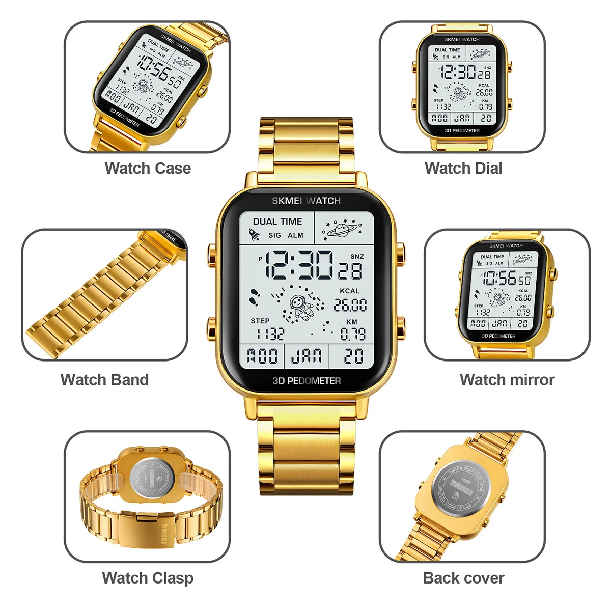 SKMEI Moda Pedometro Calcolo di Calorie Orologi Digitali Per Uomo Donna Cronometro Conto Alla Rovescia Calendario Orologi Da Polso reloj hombre