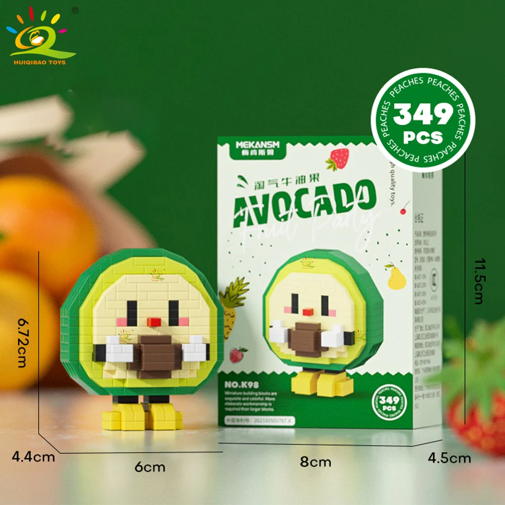 HUIQIBAO Mini Cute Delicious Fruit Micro Building Blocks 3D Diamond Model Food Bricks DIY City Construction Toys for Children