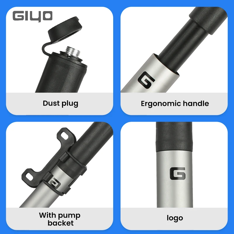 GIYO Porteble Bicycle Air Pump 120psi Schrader Presta Valve MTB Road Bike Tire Air Inflator Outdoor Cycling Hand Pump Bike Pump