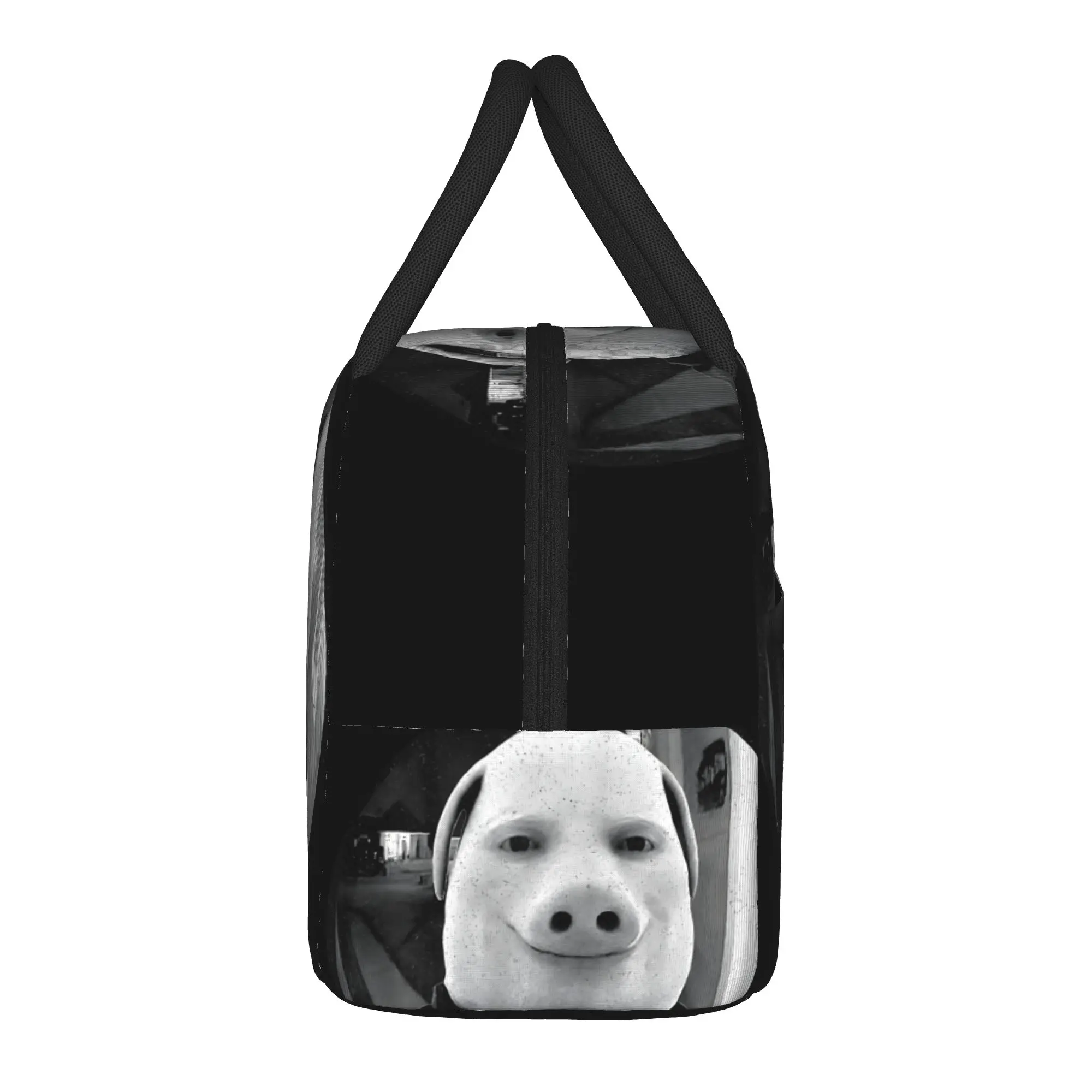John Pork Front Door Delivery Meme Pig Man Holding Money Art Lunch Bag Lunch Box Outdoor Picnic Convenient Thermal Tote Handbags