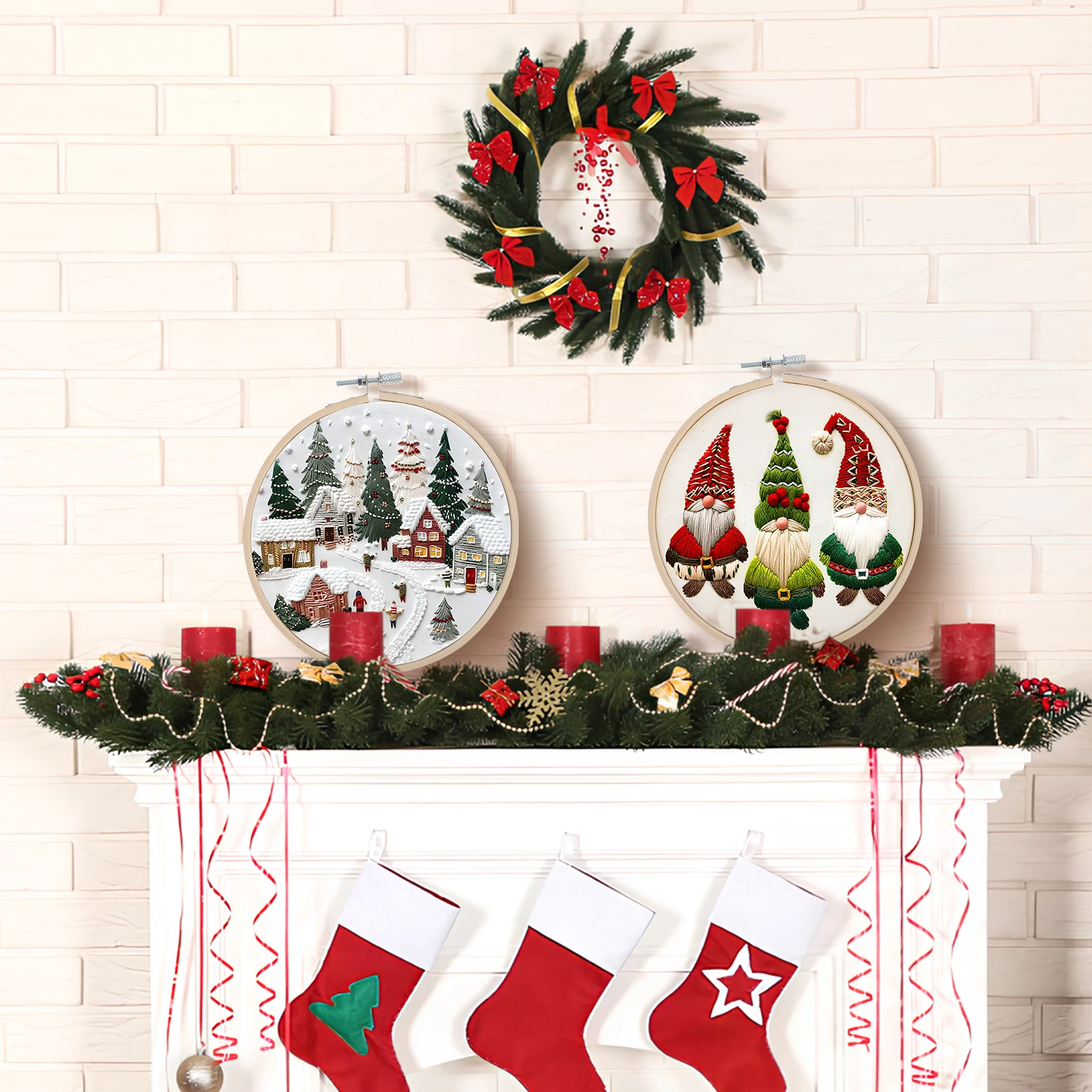 

Christmas Embroidery Kit Cotton Linen Patterns nament Craft Kits For Beginners Beautiful Designs Strong Materials Embroidery